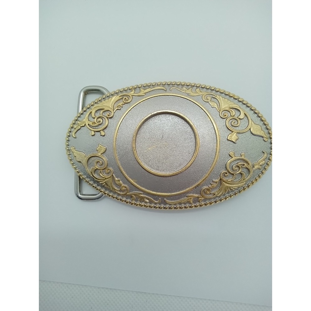 Belt Buckle Oval Silver and Gold